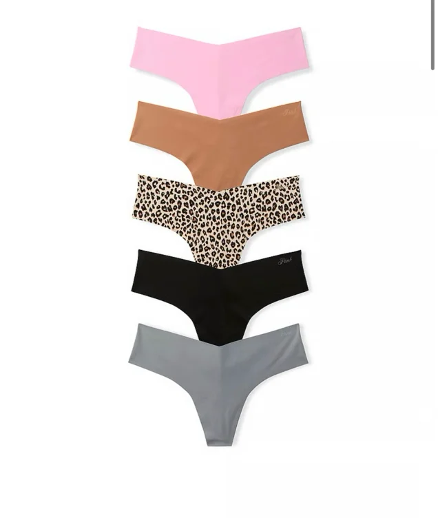 5-Pack No-Show Thong Panties