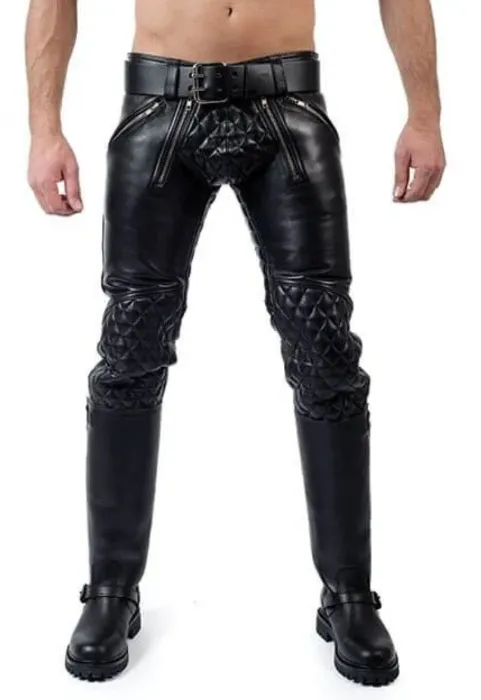 Padded Leather Sailor Jeans
