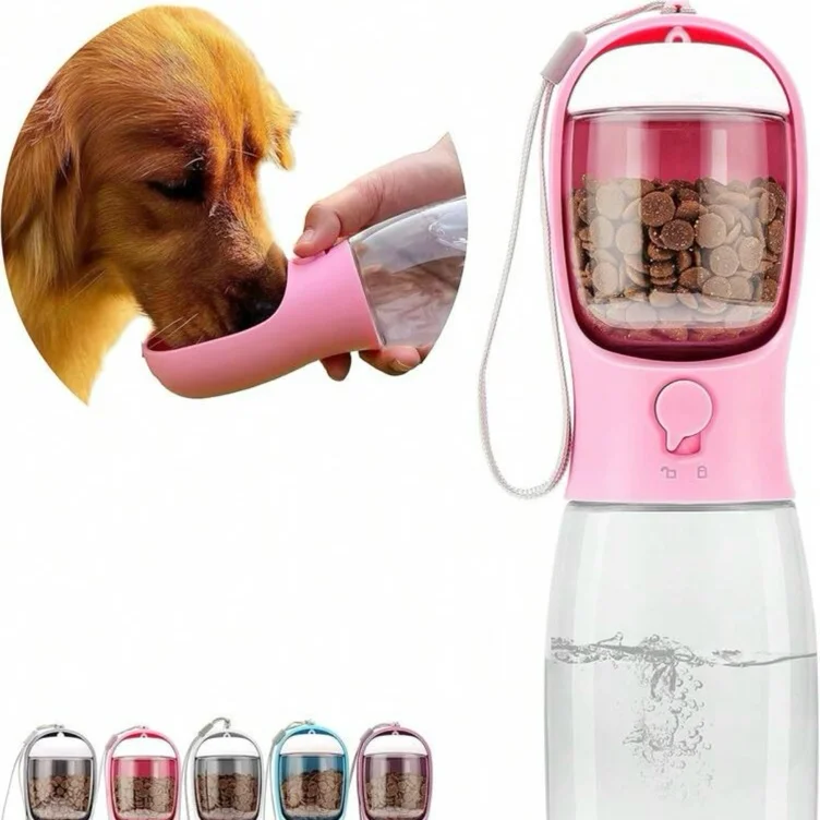 pink pet food and water bottle .ᐟ.ᐟ