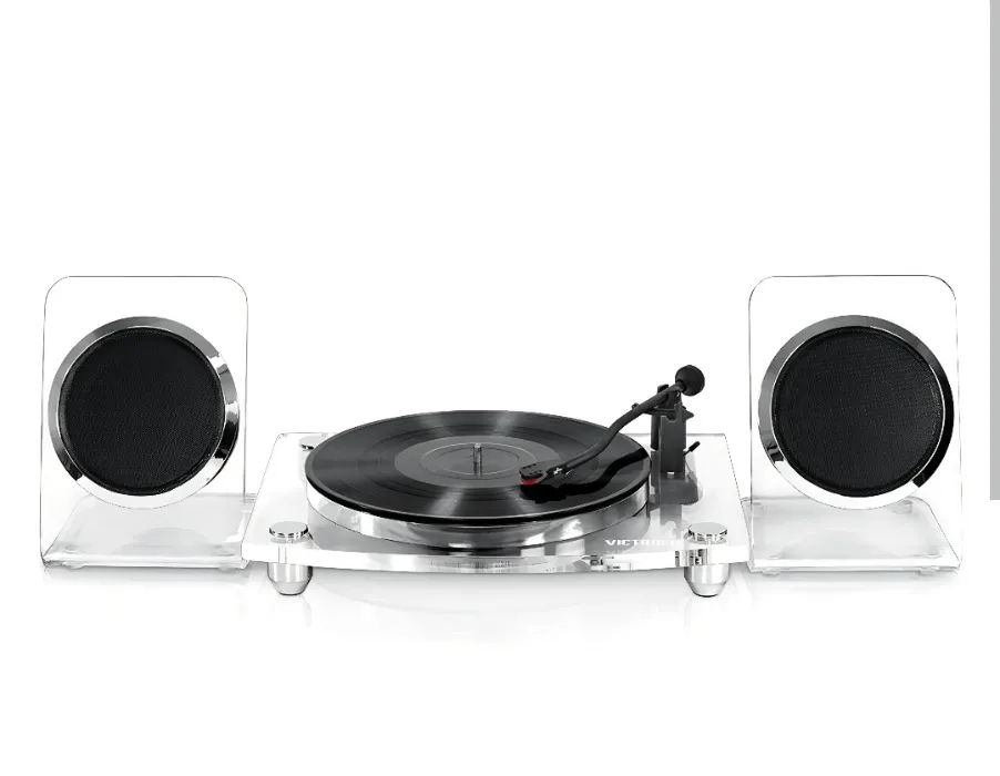 Victrola clear acrylic turntable with speakers 