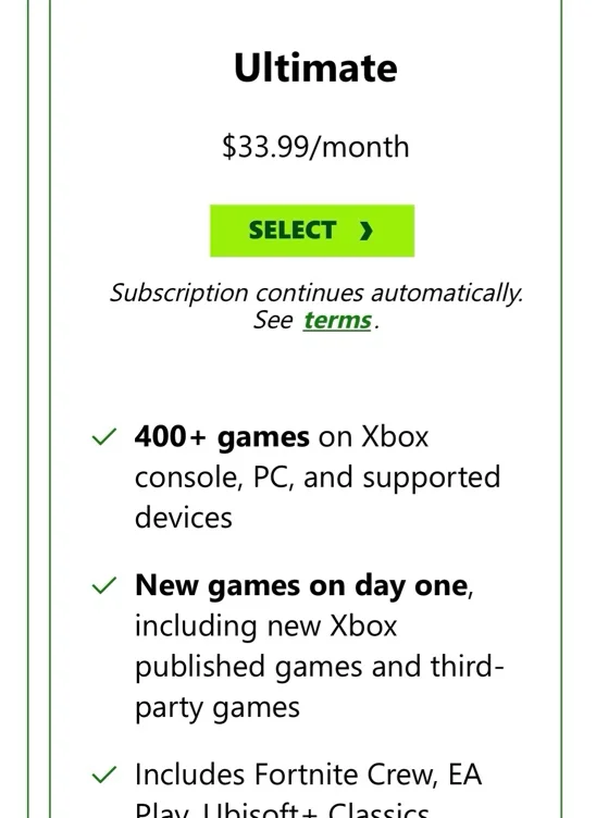 Xbox game pass ultimate 1 month