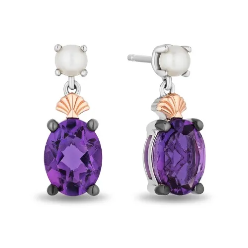 Collector’s Edition Enchanted Disney The Little Mermaid 35th Anniversary Drop Earrings in Sterling Silver and Rose Gold