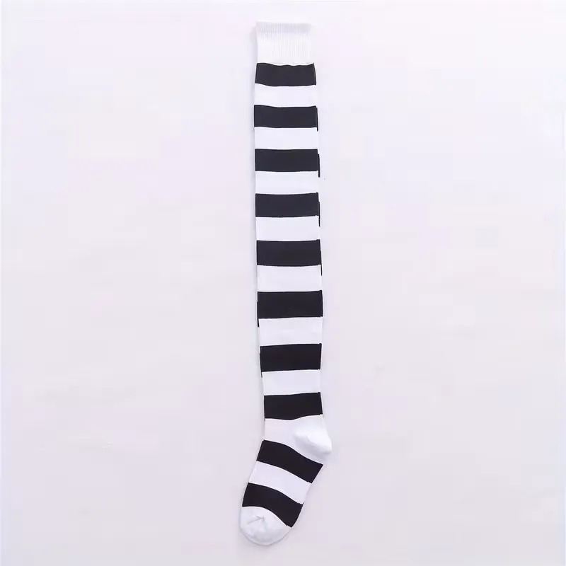 reverse cotton striped thigh highs :3