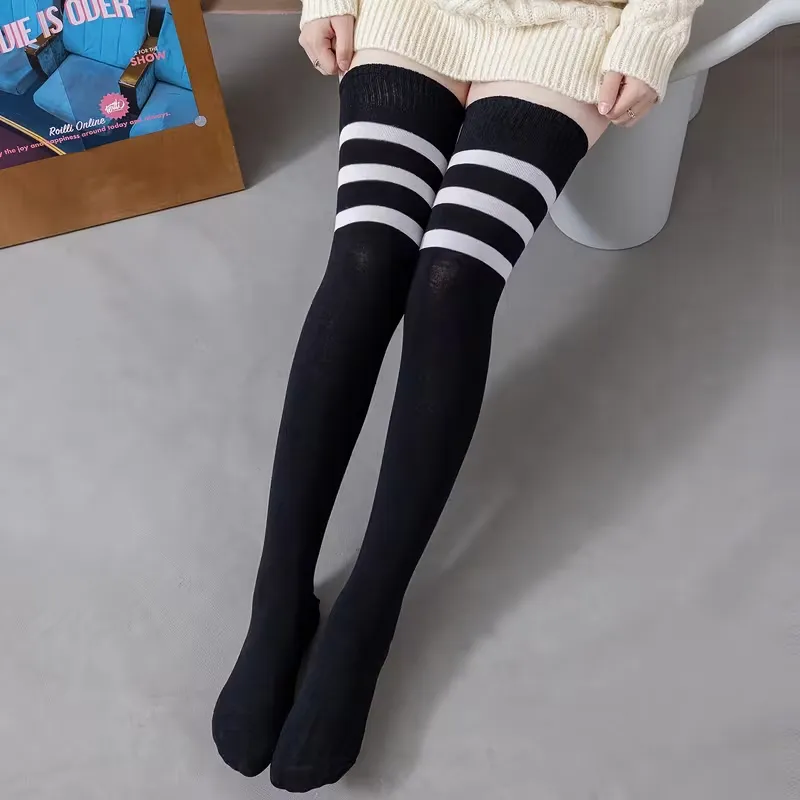 cotton striped thigh highs :?