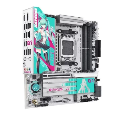 NeweggBusiness - ASUS TX GAMING B850M WIFI S-HATSUNE MIKU AMD AM5 mATX Motherboard, PCIe 5.0, WiFi 6E, three M.2slots, SATA interface, M.2 interface (NVMe protocol),Aura Sync