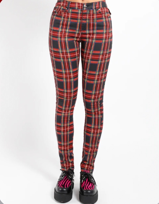 HIGH WAIST T-BACK JEAN BLACK PLAID