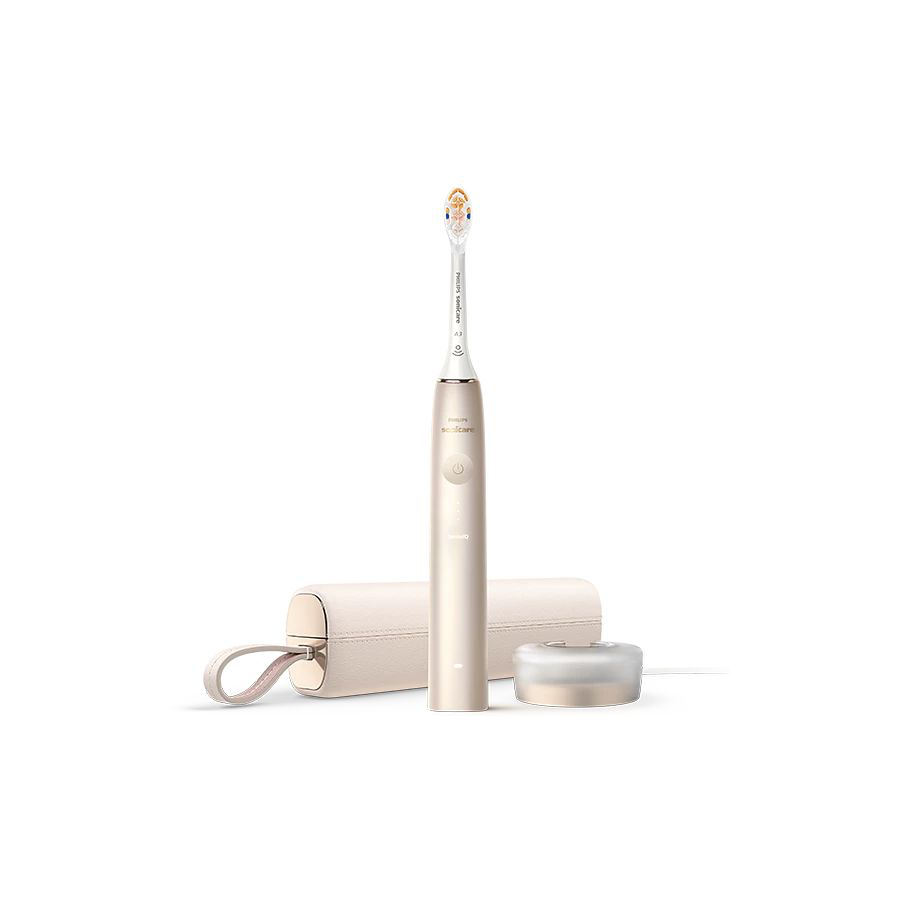 Philips Sonicare DiamondClean Prestige 9900 - Sonic Electric Toothbrush with 1 A3 Premium All-in-One Brush Head and Charging Case - Colour: champagne 