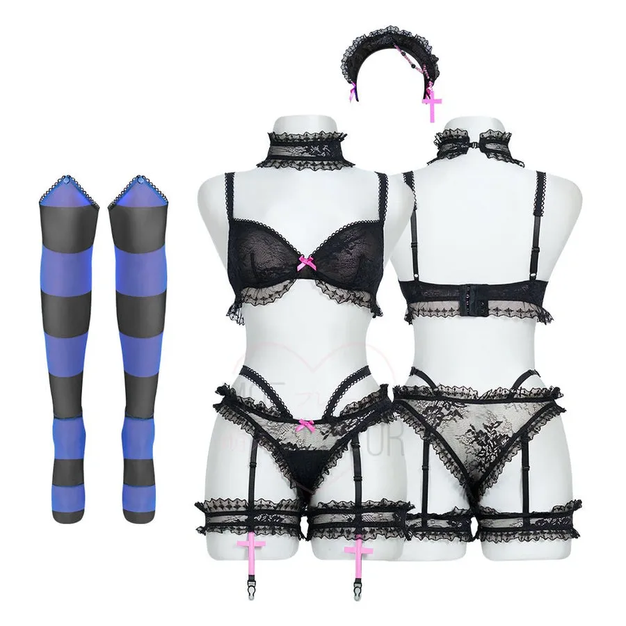 Goth angel ruffle lingerie