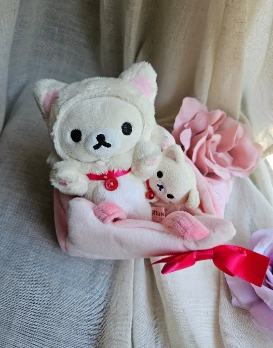 Korilakkuma Cute Cats Basket Plush Set