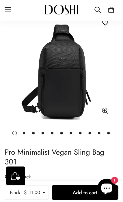 Pro Minimalist Vegan Sling Bag 301 + shipping 
