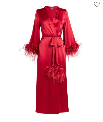 GILDA & PEARL Silk-Ostrich Feather Long Robe