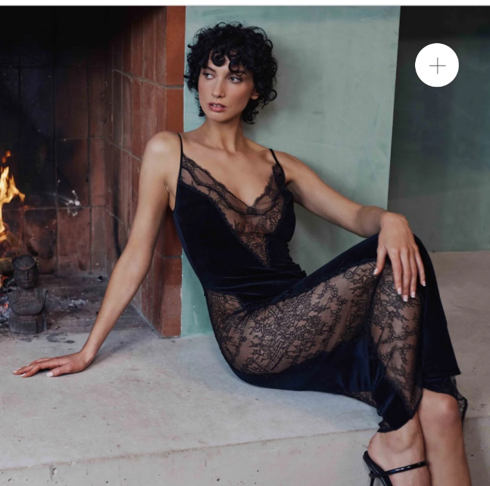 BILLIE LONG VELVET AND LACE SLIP DRESS