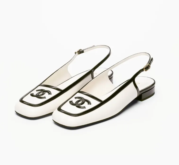 Chanel Lambskin & Patent Calfskin Slingbacks