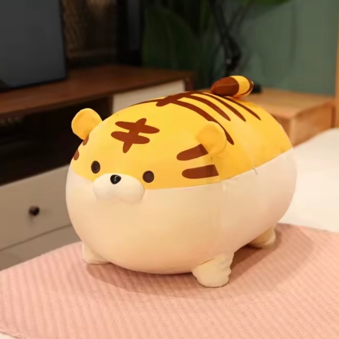 16.5 Inch Fat Cartoon Tiger Plush Toy Down Cotton Stuffed Animal Ultra Soft Huggable Tiger Plushie Kids Gift