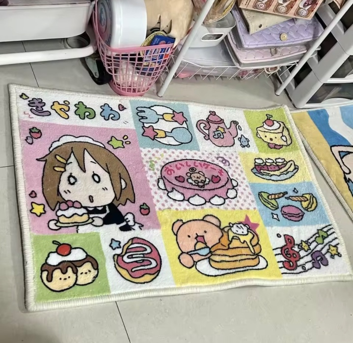 VIKAMA Japanese-Style Cartoon Carpet Home Decor, Soft And Absorbent, Living Room And Bedroom, Non-Slip Floor Mat, Dirt-Resistant