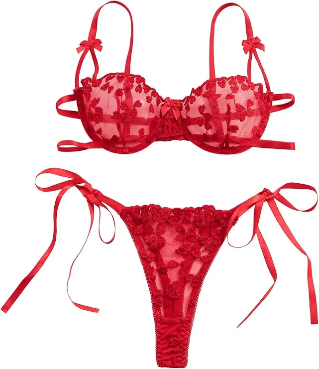 Heart & Bow Lingerie - Bra+thon.g (red)