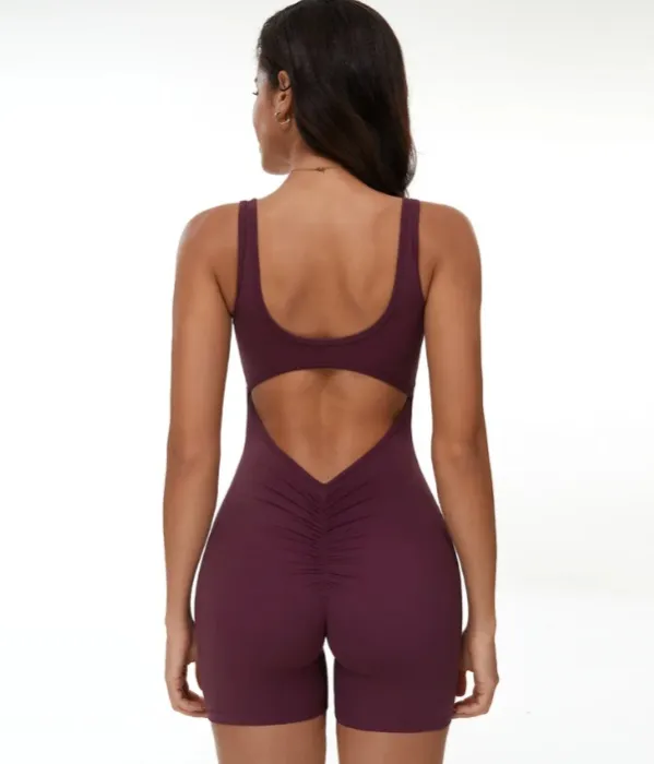 Gym short bodysuit - Plum color 