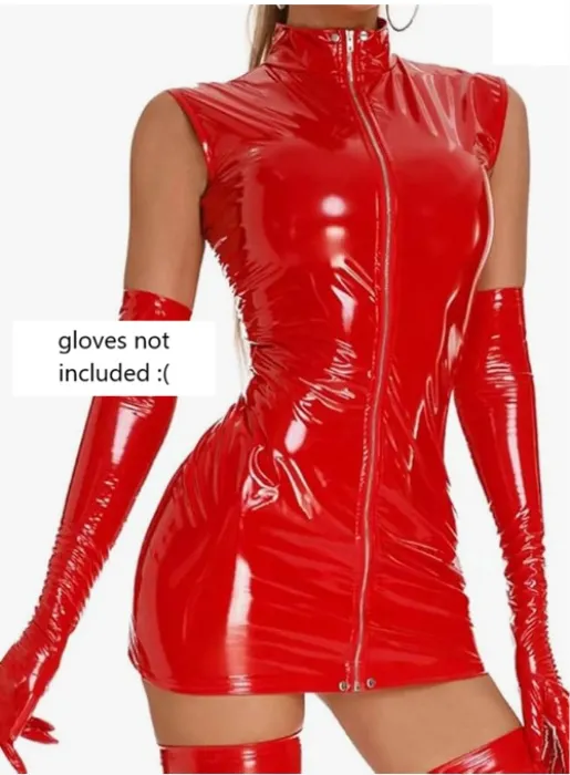 Latex dress with zipper - Black or Red