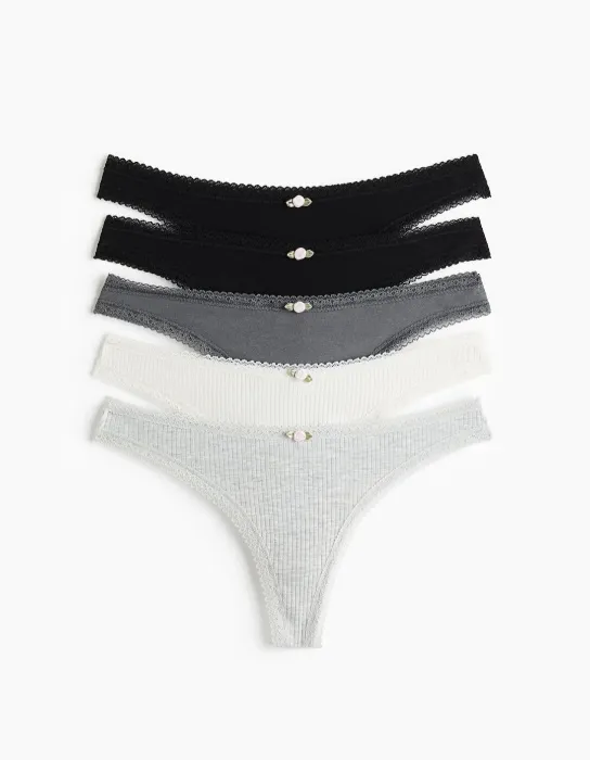 5-pack cotton thongs 