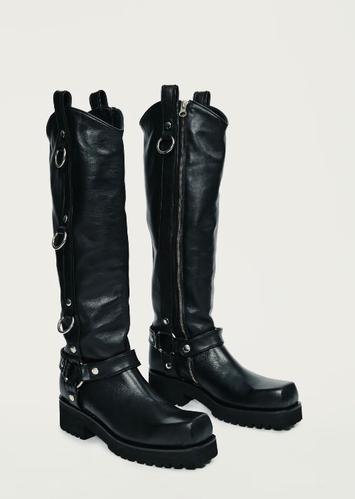 N. Marro Leather Biker Boots
