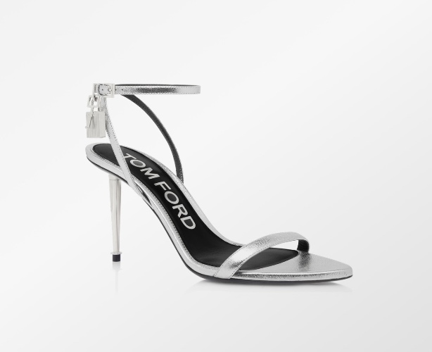 LAMINATED NAPPA LEATHER PADLOCK SANDAL