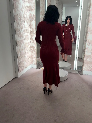 Rib-Knit Midi Dress