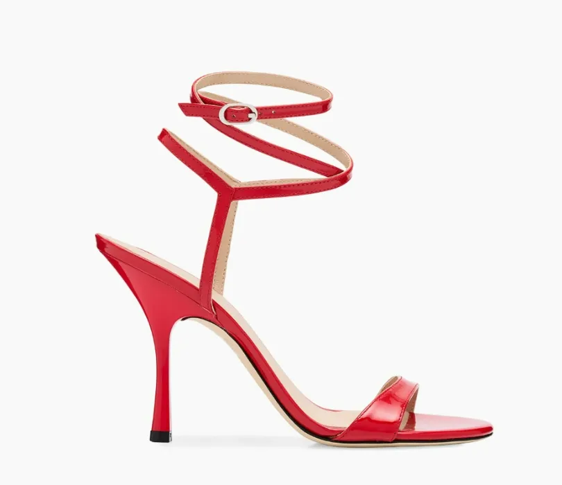 Nudist 100MM Red Patent Leather Wrap Sandals
