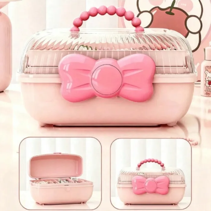 1 Piece Sweet 3-Compartment Ring Storage Box For Hair Accessories, Jewelry, Cosmetics, Etc.