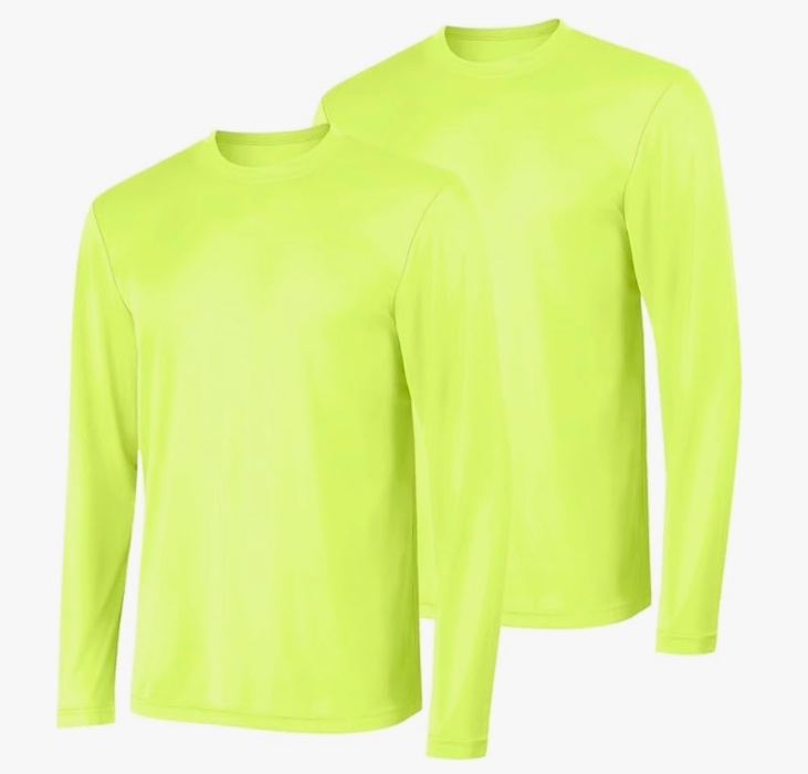 Hanes Sport Men's Long-Sleeve T-Shirt Pack, Cool DRI Moisture-Wicking Performance T-Shirts, Performance Tee, 2-Pack - X-Large - Safety Green