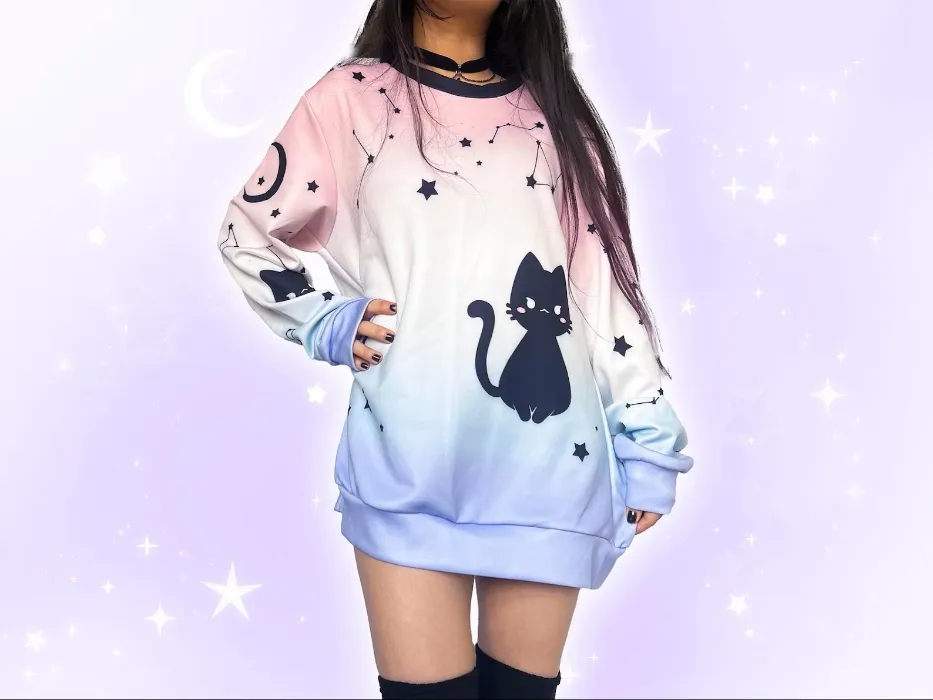 Pastel Goth Black Cat Sweatshirt