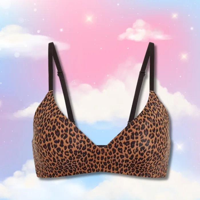 Victoria's Secret Pink Women's Comfort Push-up Wireless Bra - Small - Leopard