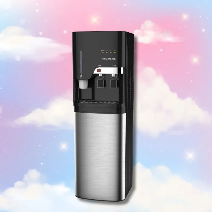 Frigidaire Water Cooler/Dispenser with Cup Storage -2 Temperature Settings - Bottom Loading - Premium Stainless Steel