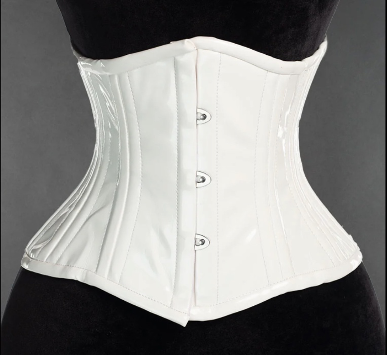 WHITE PVC DOUBLE BONED WAIST CINCHER