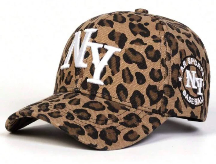 1pc Women's Leopard Print Baseball Cap NY Logo, New York, Outdoor Adjustable Sun Protection Casual Hat, Suitable For Spring, Autumn Trips, Beach, Party | SHEIN USA