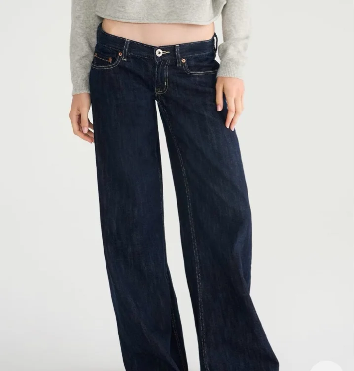 Low-Rise Wide Jeans ( Dark wash )