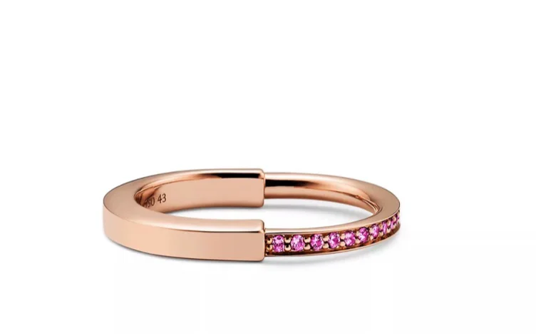 Tiffany Lock Small Ring in Rose Gold with Pink Sapphires