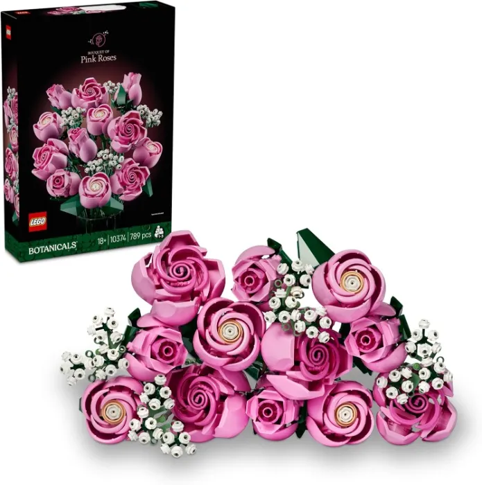 LEGO Botanicals Pink Rose Bouquet - Set with Artificial Flowers for Adults - 12 Artificial Roses & 4 Branches Gypsophila as DIY Decoration - Gift Idea for Women - 10374: Amazon.de: Toys