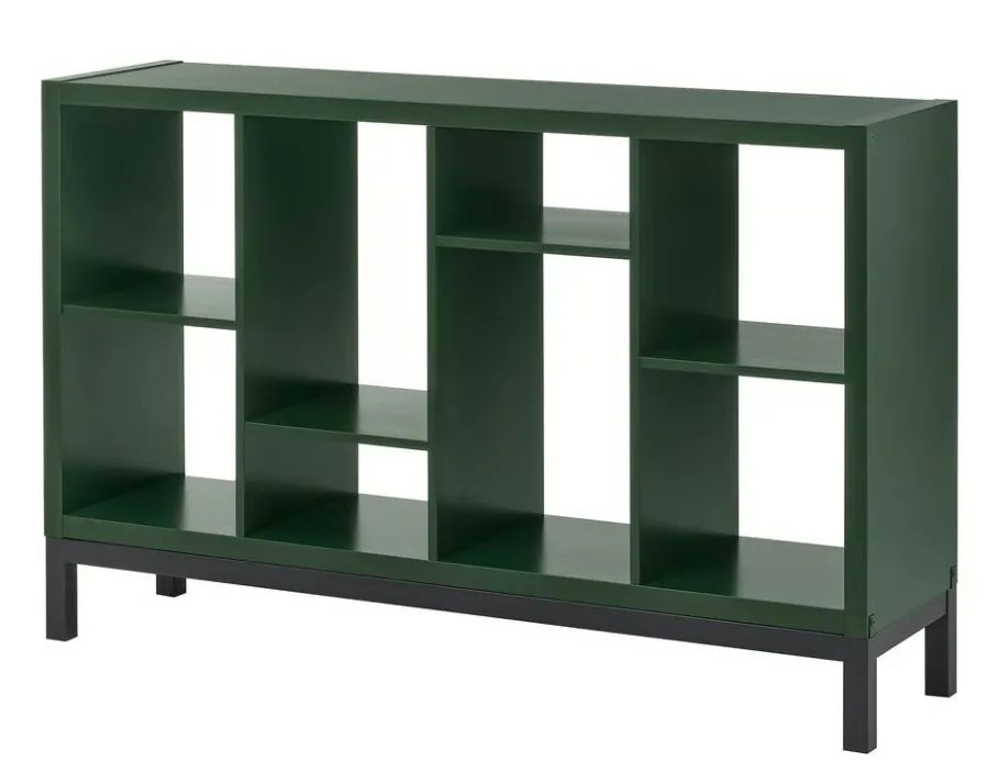KALLAX Shelving unit with underframe - dark green/black 57 5/8x15 3/8x37 "