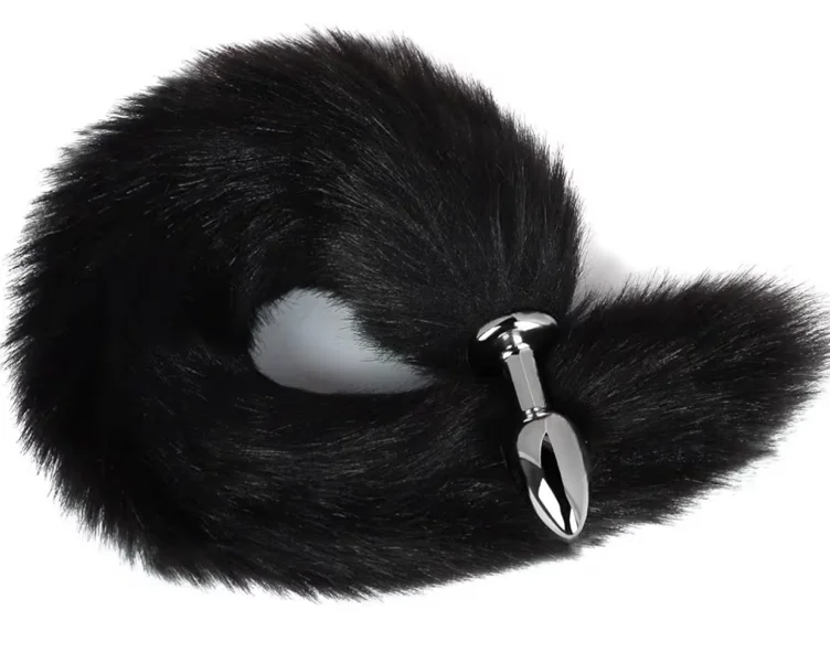  Plug, Tail, Fluffy Fox SM Play, Developed, Women's, Goods, Beginners Expansion, Plug, Women's, Water Drop Shaped Plastic Beads, Tail, Adult Goods, Black : Health & Personal Care