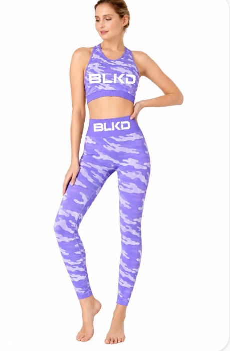 BLKD Seamless Yoga Set — Purple Camouflage 2-Piece Activewear | Medium