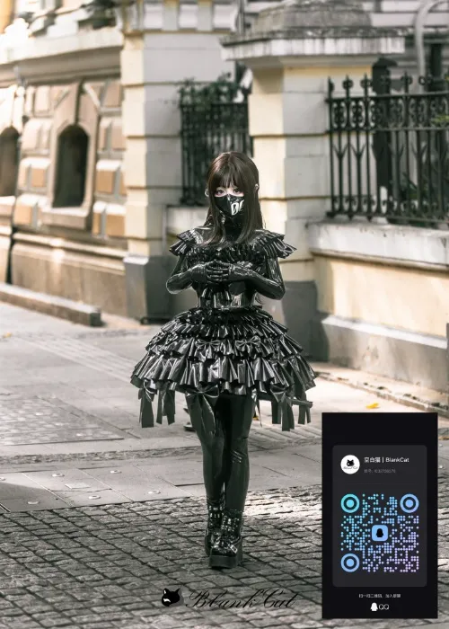 latex custom frilly dress