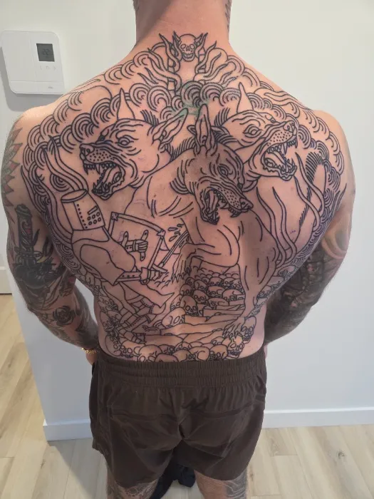 Back tattoo second session
