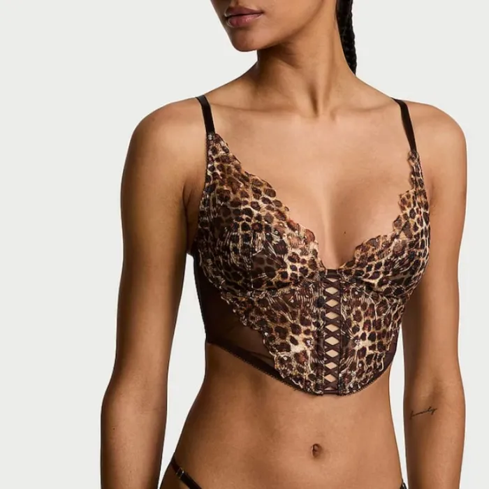 VS Leopard Brown Sequin Embroidery Corset