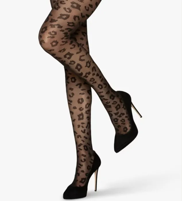 Leopard Tights, Black