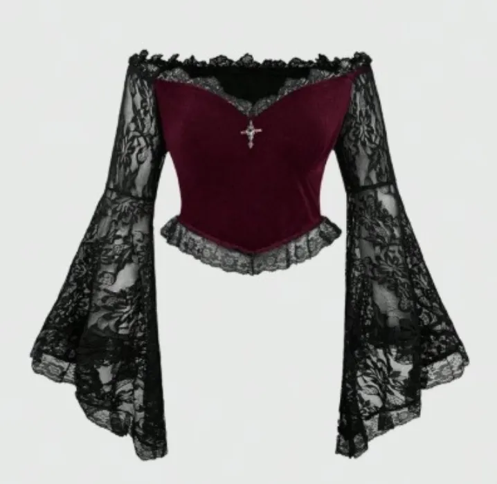 ROMWE Goth Top Ajustada de Veludo