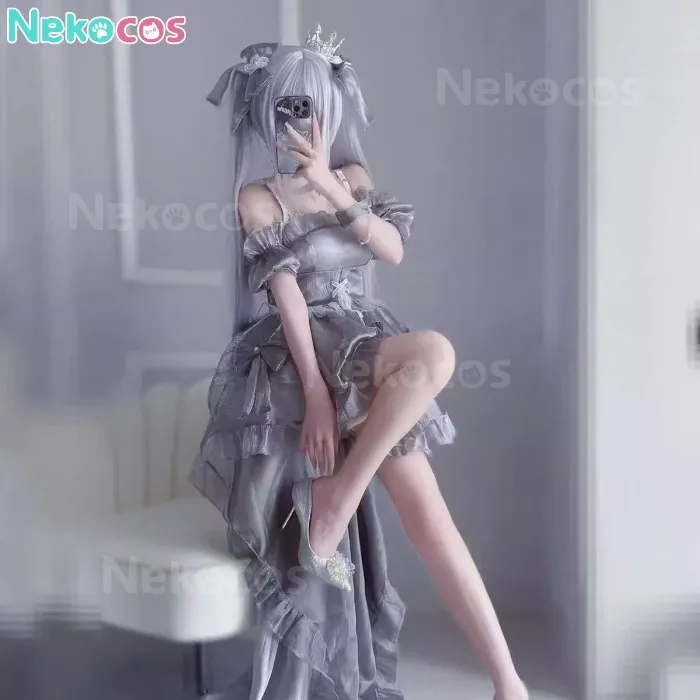 【Nekocos】Game Cosplay Cinderella Glass Princess Cosplay Costume | In Stock - Full Set+Wig / S