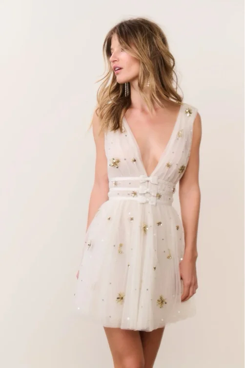 Lawton Celestial Embellished Tulle Mini Dress