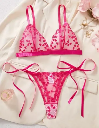 Bra and panty set with embroidery
