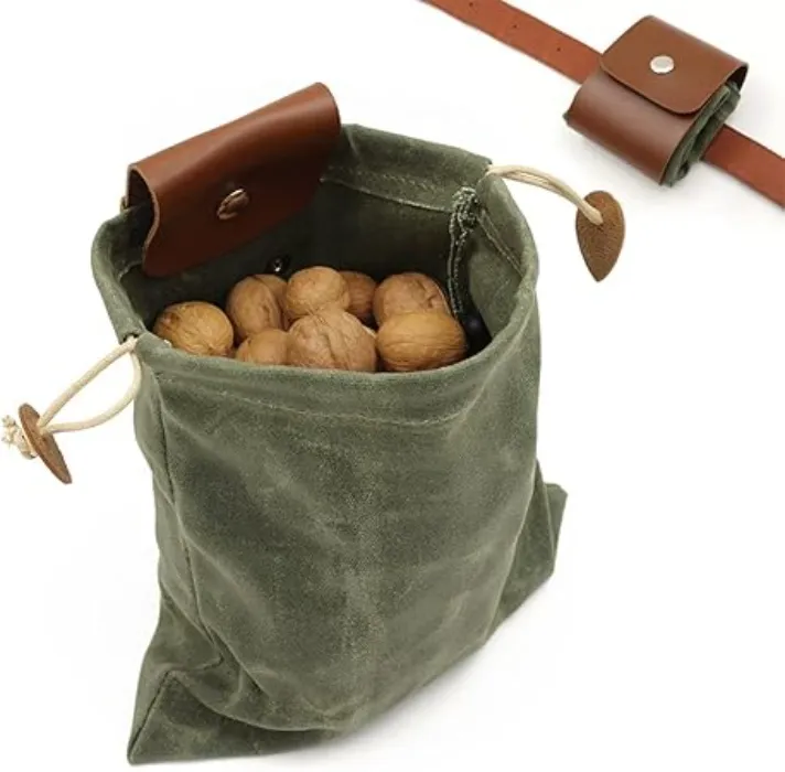 ASENIE Foraging Bag Waxed Canvas Collapsible Outdoor Camping Foraging Pouch Mushroom Storage Water Resistant Leather Bushcraft Belt Tinder Dump Pouchs Brown for Travel Camping Hiking Bag Only (Green) : Amazon.com.au: Sports, Fitness & Outdoors