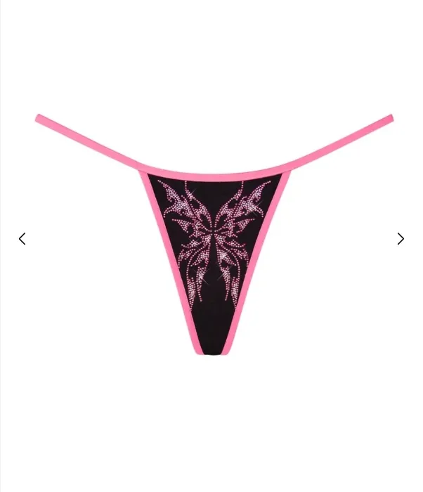 Rhinestone thong black